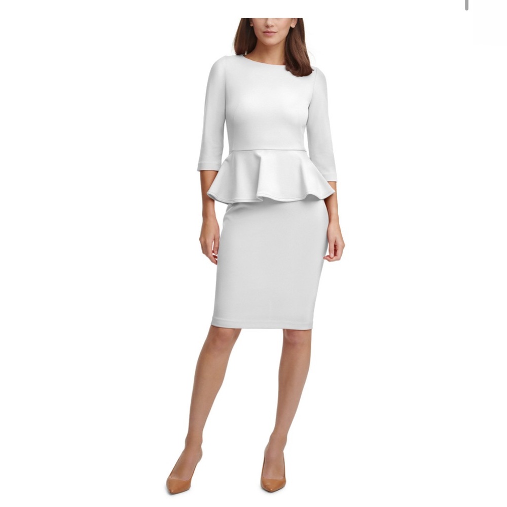 Calvin Klein Peplum Sheath Dress, white size 8
